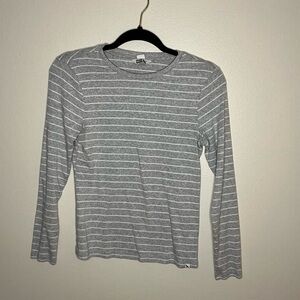 Eddie Bauer Gray Striped Long Sleeve Tee
